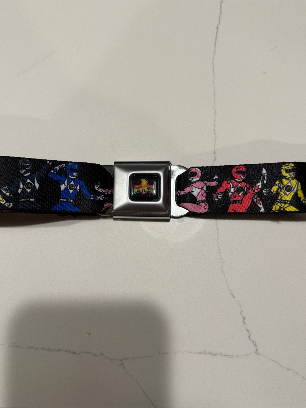 Power Rangers Seatbelt Buckle-Down Belt with Multicolor Rangers